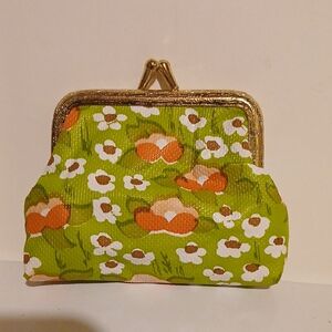 Vintage Green and Orange Floral Clutch